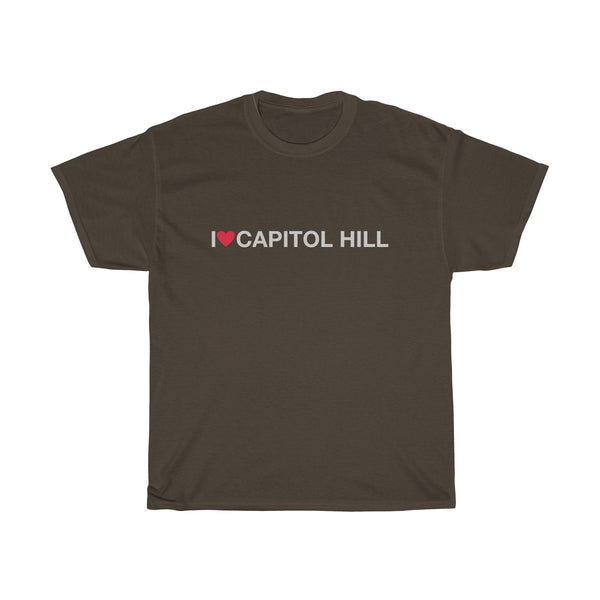 Unisex Heavy Cotton Tee - I love Capitol Hill, Silver color