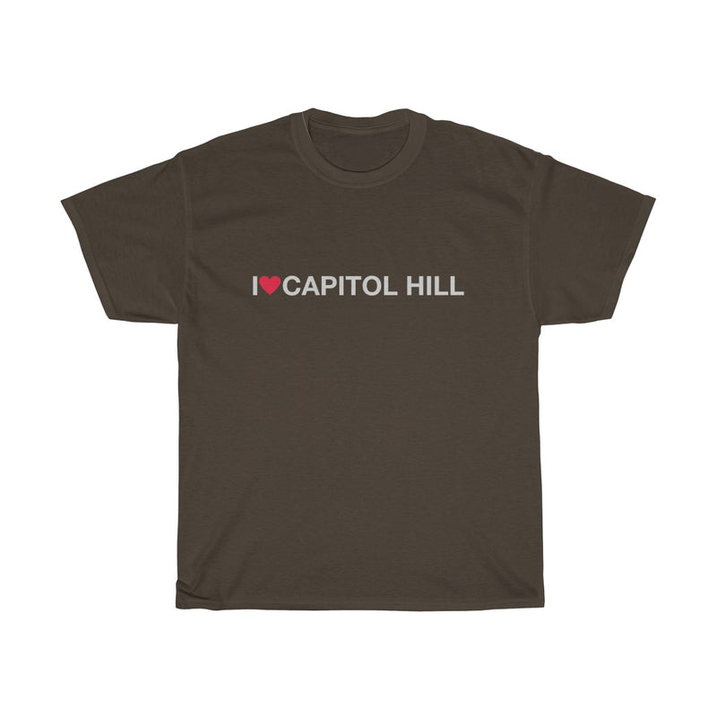 Unisex Heavy Cotton Tee - I love Capitol Hill, Silver color