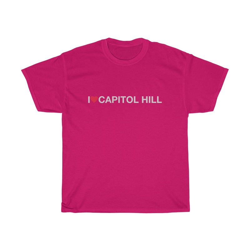 Unisex Heavy Cotton Tee - I love Capitol Hill, Silver color