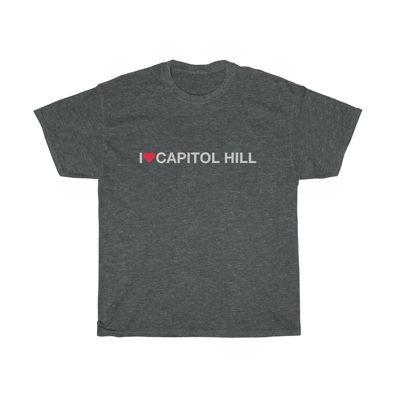 Unisex Heavy Cotton Tee - I love Capitol Hill, Silver color