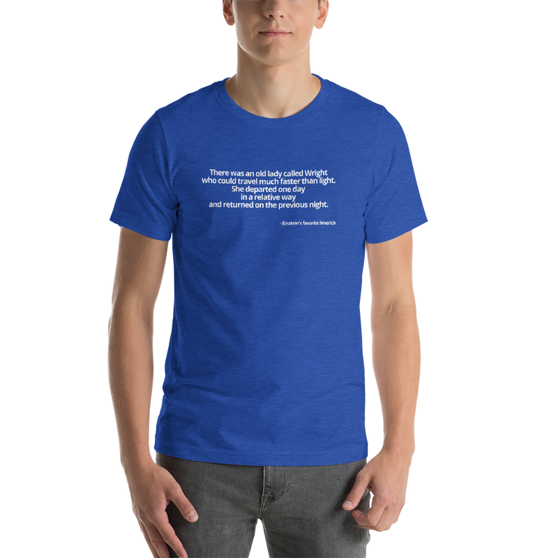 Short-Sleeve Unisex T-Shirt - Einstein's favorite limerick