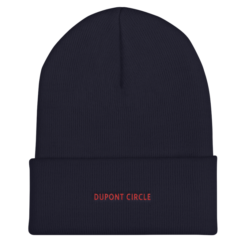 Cuffed Beanie - Dupont Circle with red embroidery