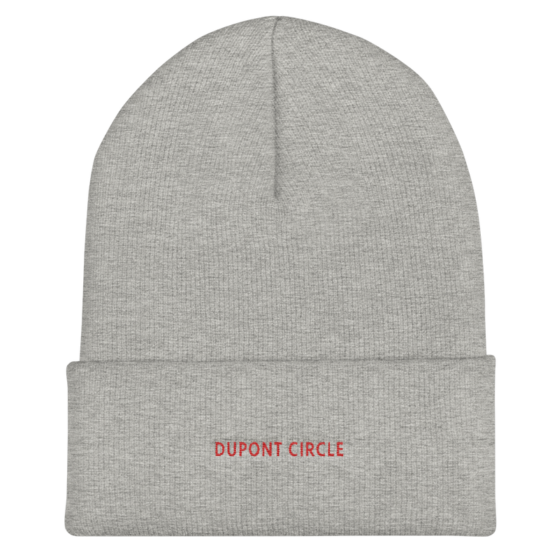 Cuffed Beanie - Dupont Circle with red embroidery