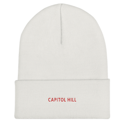 Cuffed Beanie - Capitol Hill with red embroidery