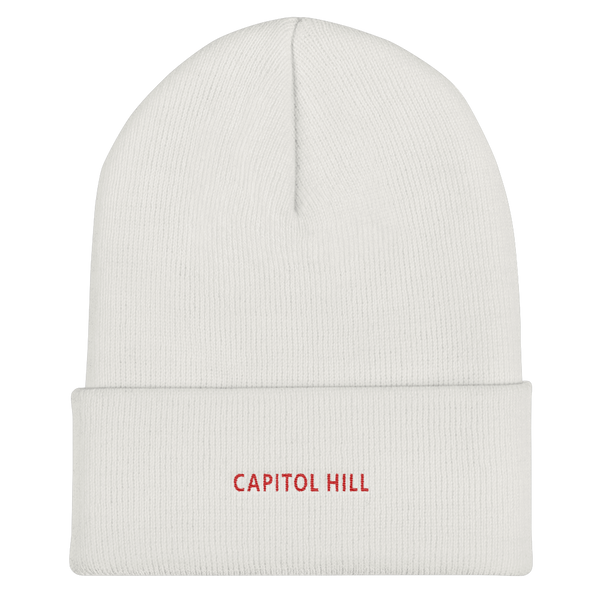 Cuffed Beanie - Capitol Hill with red embroidery