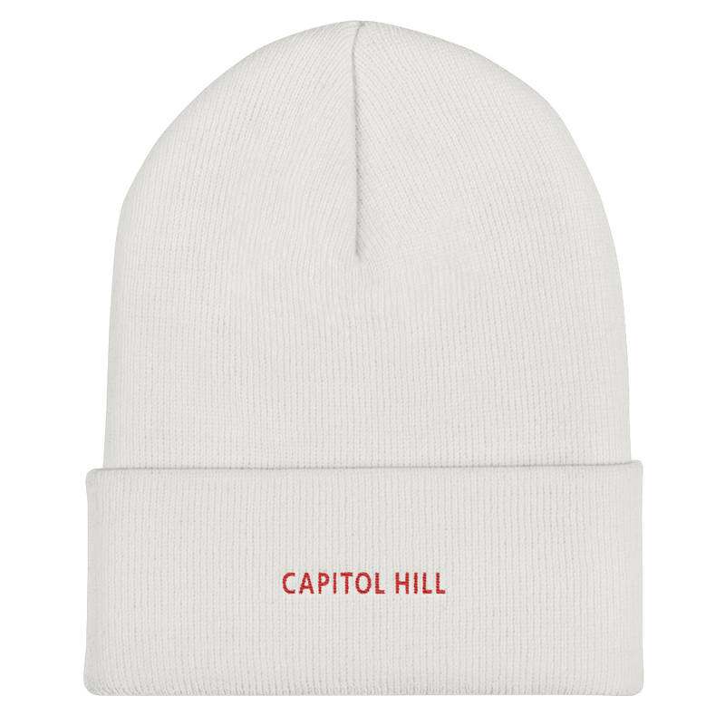 Cuffed Beanie - Capitol Hill with red embroidery