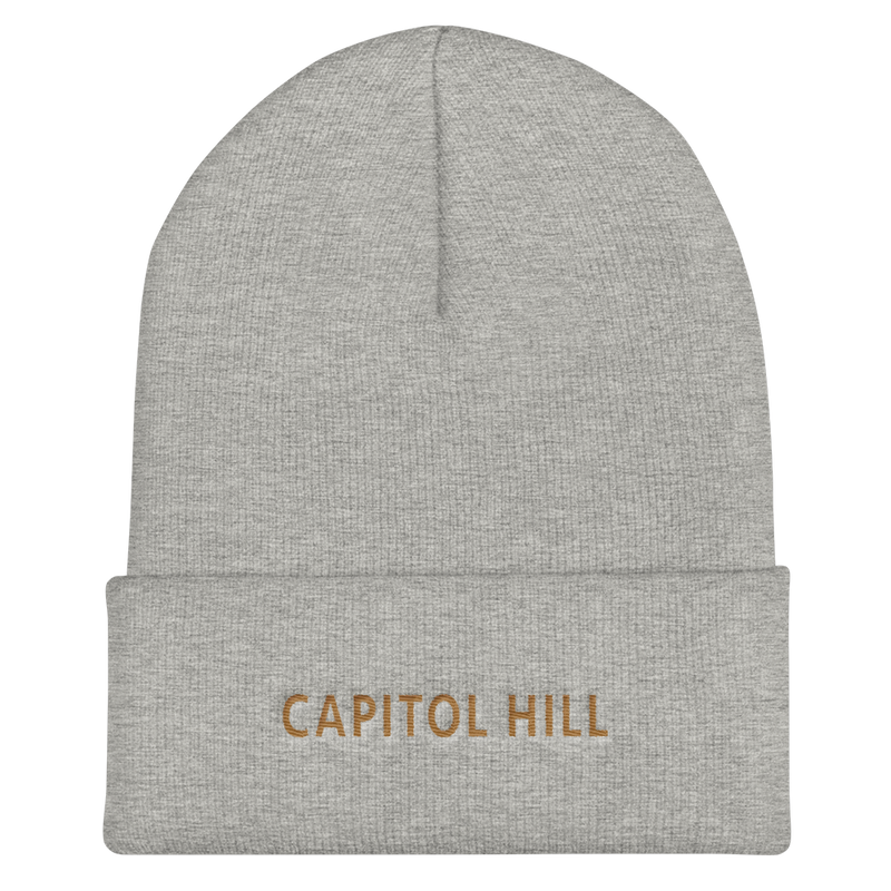 Cuffed Beanie - Capitol Hill, Old Gold Embroidery