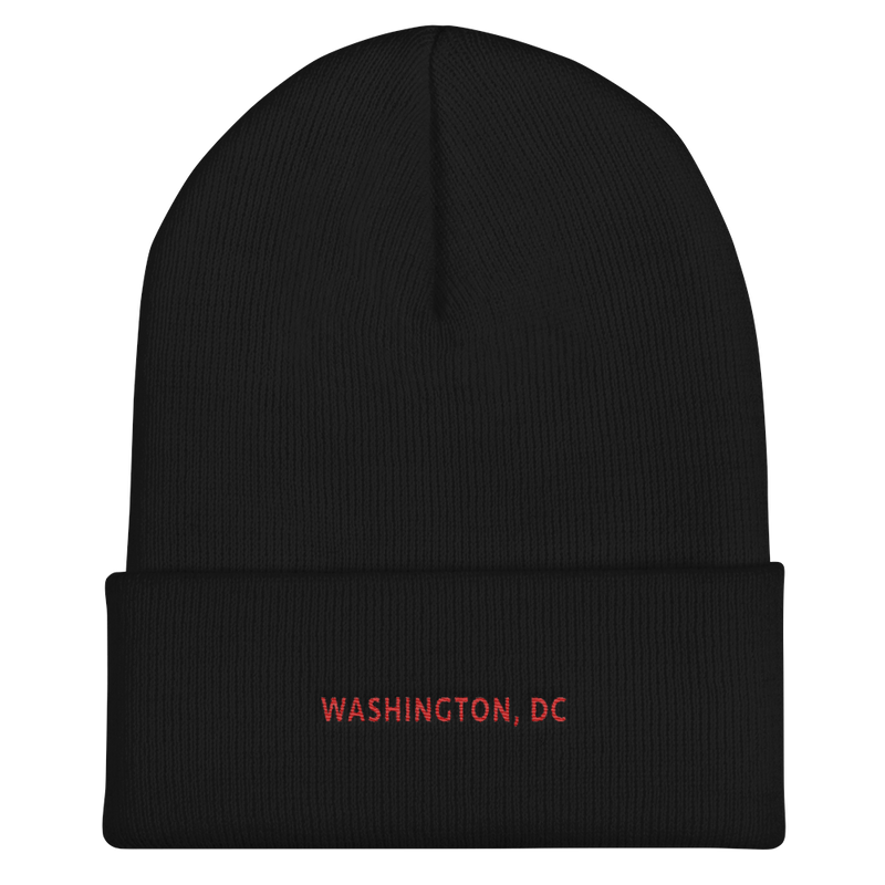 Cuffed Beanie - Washington DC with red Embroidery