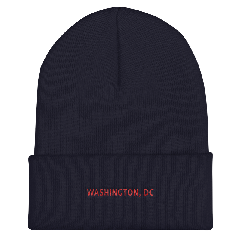 Cuffed Beanie - Washington DC with red Embroidery