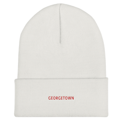 Cuffed Beanie - Georgetown with red embroidery