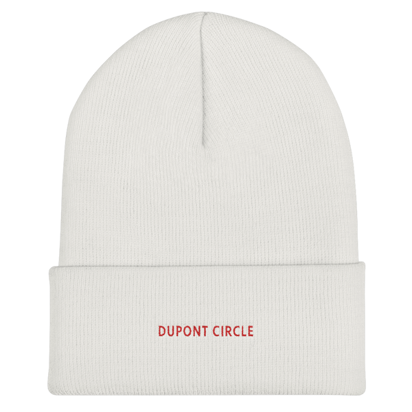 Cuffed Beanie - Dupont Circle with red embroidery