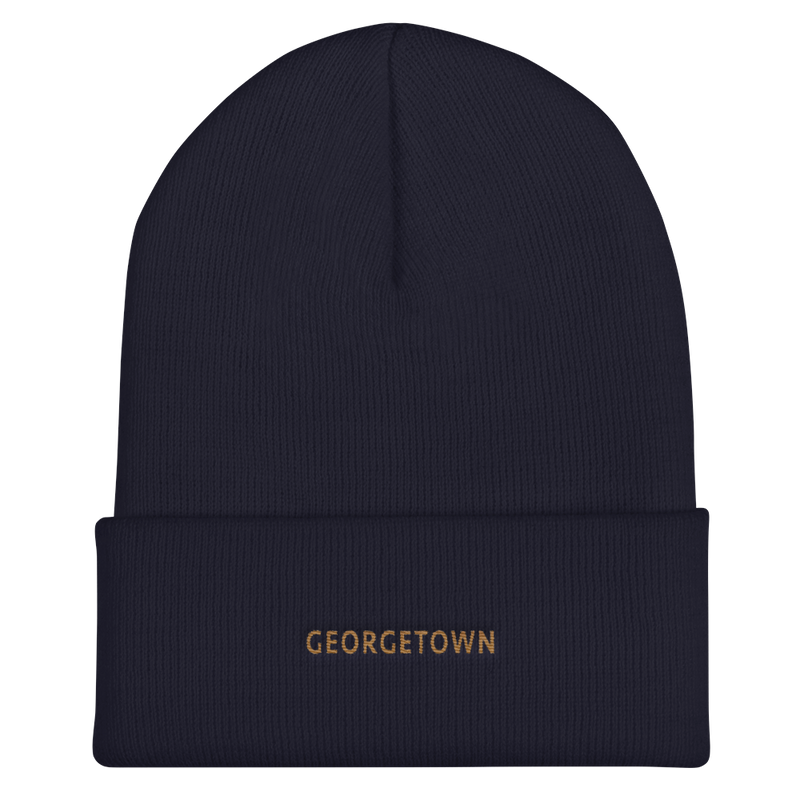 Cuffed Beanie - Georgetown with Old Gold Embroidery