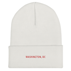 Cuffed Beanie - Washington DC with red Embroidery