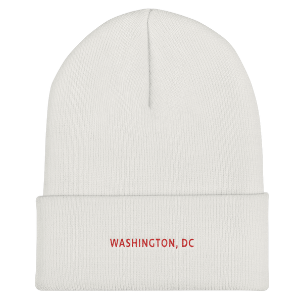 Cuffed Beanie - Washington DC with red Embroidery