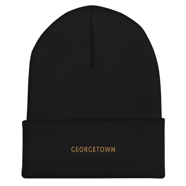 Cuffed Beanie - Georgetown with Old Gold Embroidery