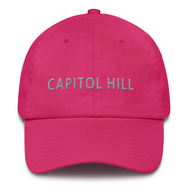 Cotton Cap - Capitol Hill, Grey Embroidery, DC Flag on back, *Made in USA*