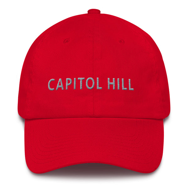 Cotton Cap - Capitol Hill, Grey Embroidery, DC Flag on back, *Made in USA*