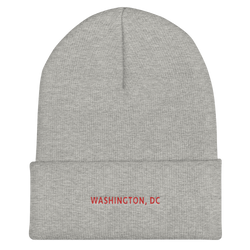 Cuffed Beanie - Washington DC with red Embroidery