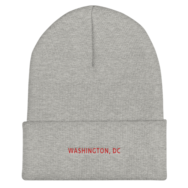 Cuffed Beanie - Washington DC with red Embroidery