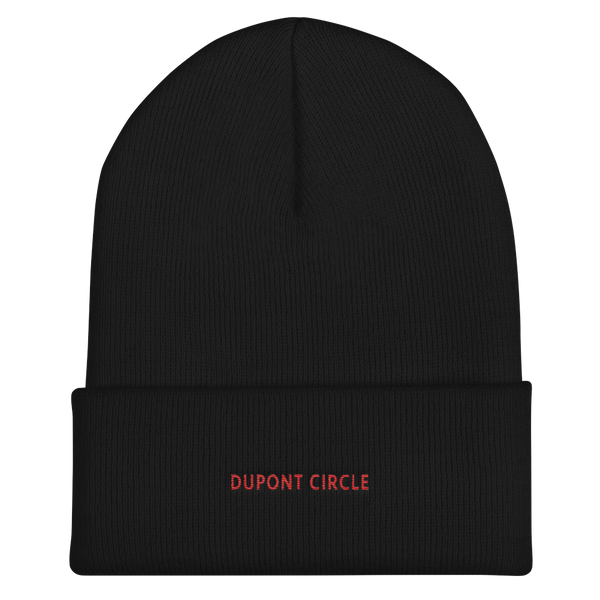 Cuffed Beanie - Dupont Circle with red embroidery