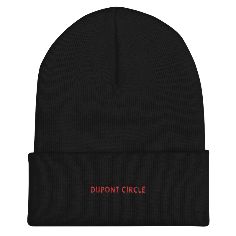 Cuffed Beanie - Dupont Circle with red embroidery