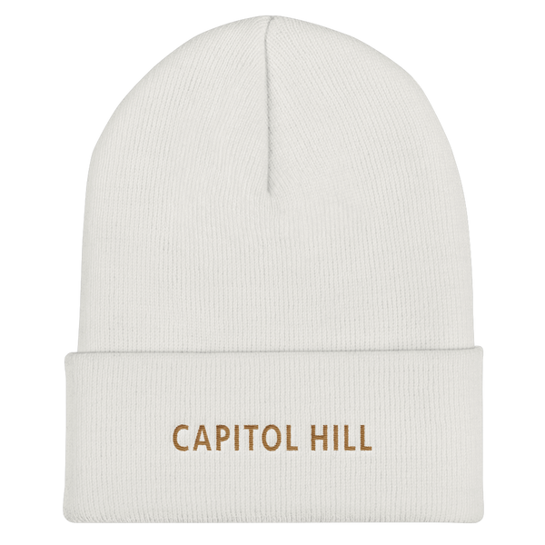 Cuffed Beanie - Capitol Hill, Old Gold Embroidery