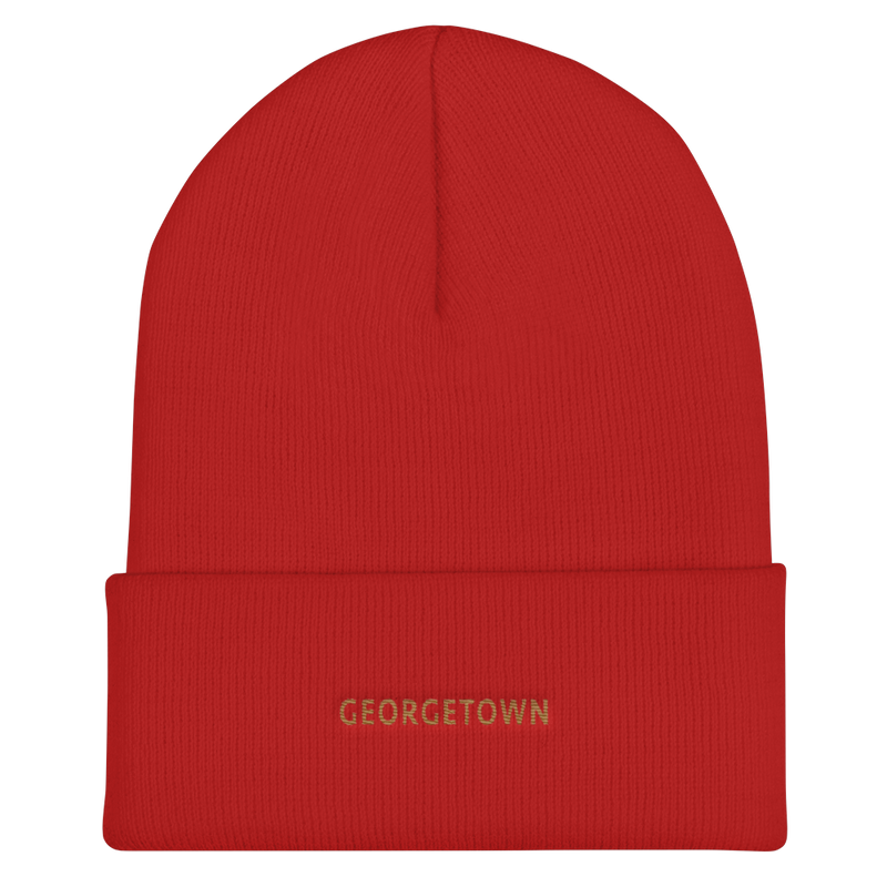 Cuffed Beanie - Georgetown with Old Gold Embroidery